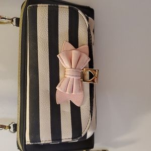 Betsey Johnson BLK/WHT Striped Wallet Purse
